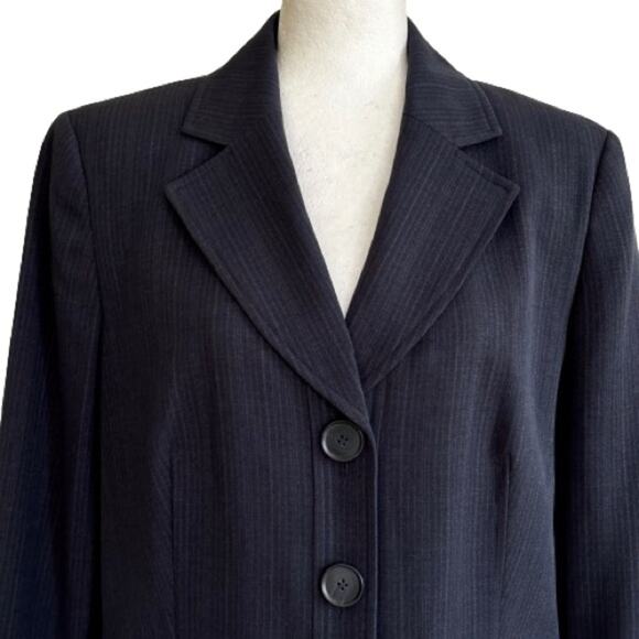 Evan Picone Navy Pinstripe Three Button Front Career Blazer Jacket Size 14 NEW - Picture 3 of 14